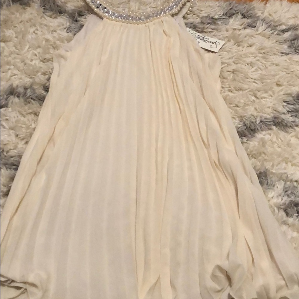 White cream color pearl dress